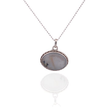 Necklace with hand cut stone 30mm
