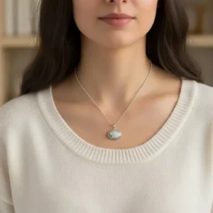 Halsband med handslipad Kalcedon 30mm - 2