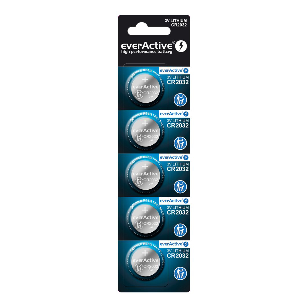 EverActive CR2032 Lithium Knappcellsbatteri (5-Pack)