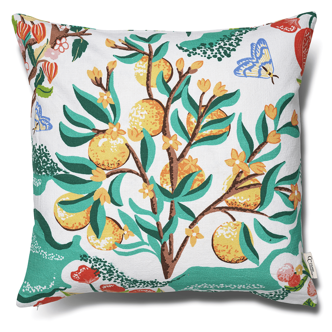 Kuddfodral Botanical Orange Vit 50x50cm