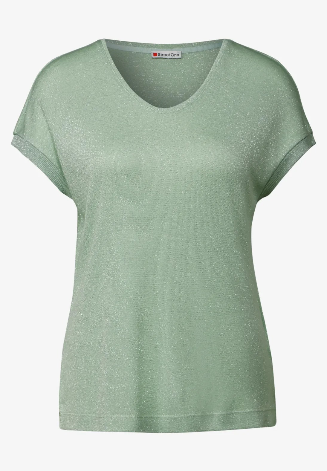 V-neck Shiny Shirt - Milky Green - Street One - 4