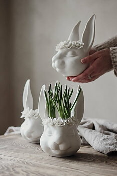 Handgjord Vas - Floral Bunny 14x21 cm - Majas Cottage