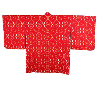 Vintage Haori Röd Ikat- Kimono 