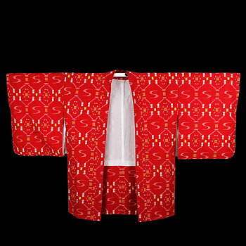 Vintage Haori Röd Ikat- Kimono 