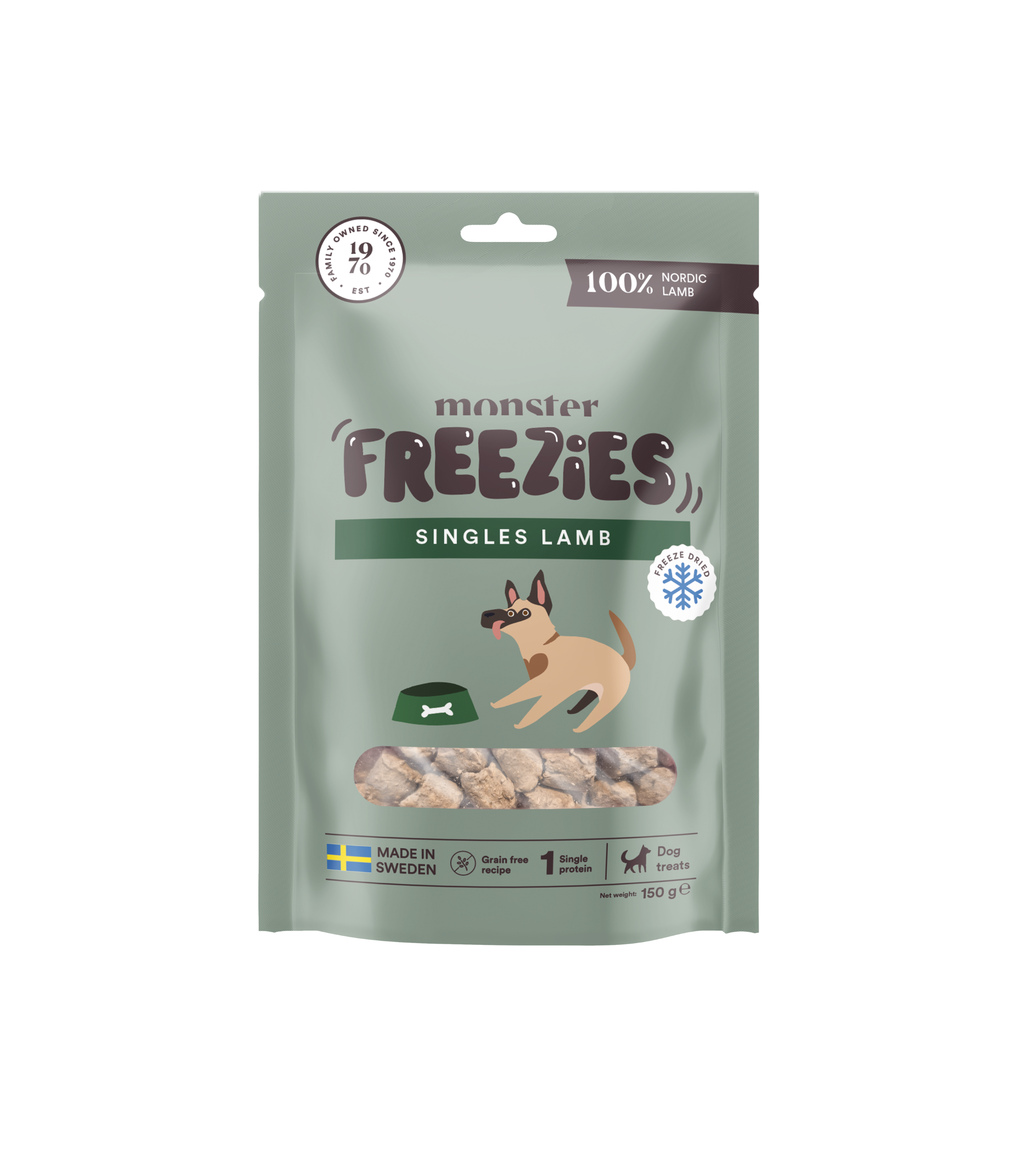 Monster Frystorkat Hundgodis Lamm 150g