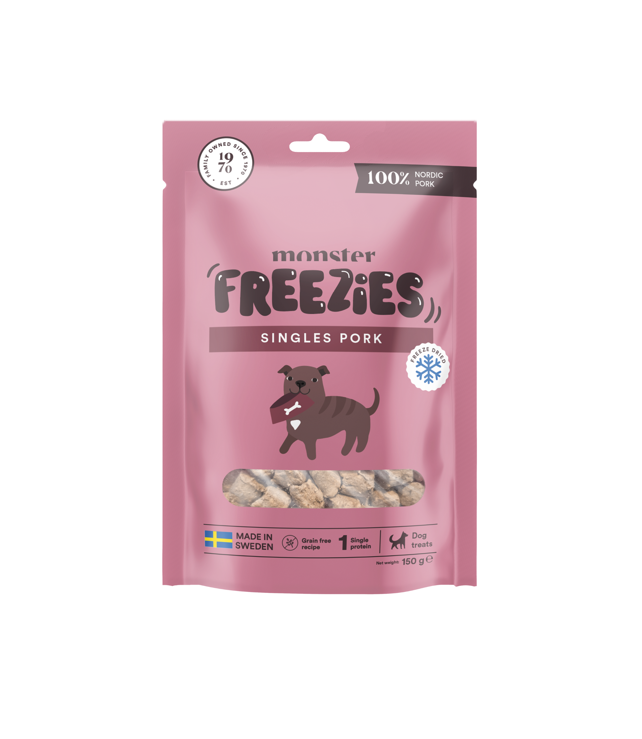 Monster Frystorkat Hundgodis Gris 150g