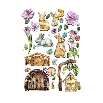 Silicon mould A5 - Rabbit and flowers