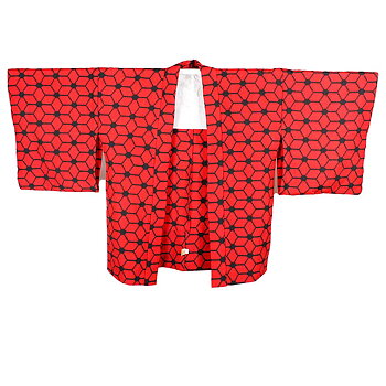 Vintage Haori Röd Ikat- Kimono 