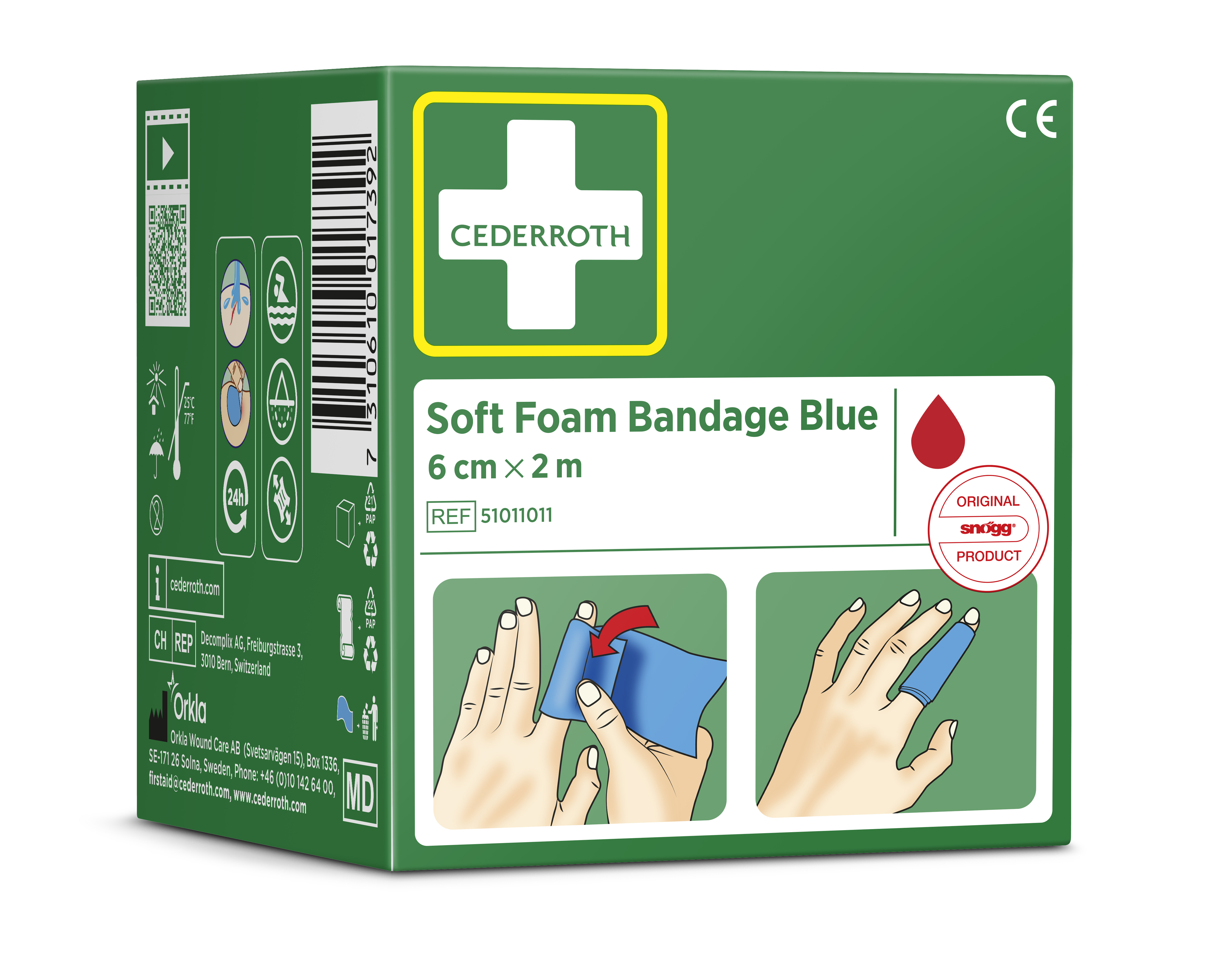 Soft Foam Bandage Blue 6 cm x 2 m