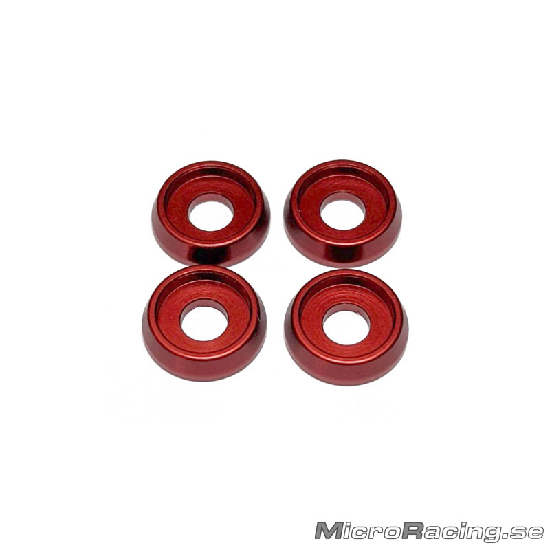 AMR - M3 Flat Head Washer, Red, 4pcs
