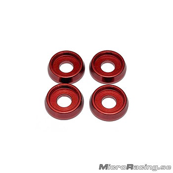 AMR - M3 Flat Head Washer, Red, 4pcs