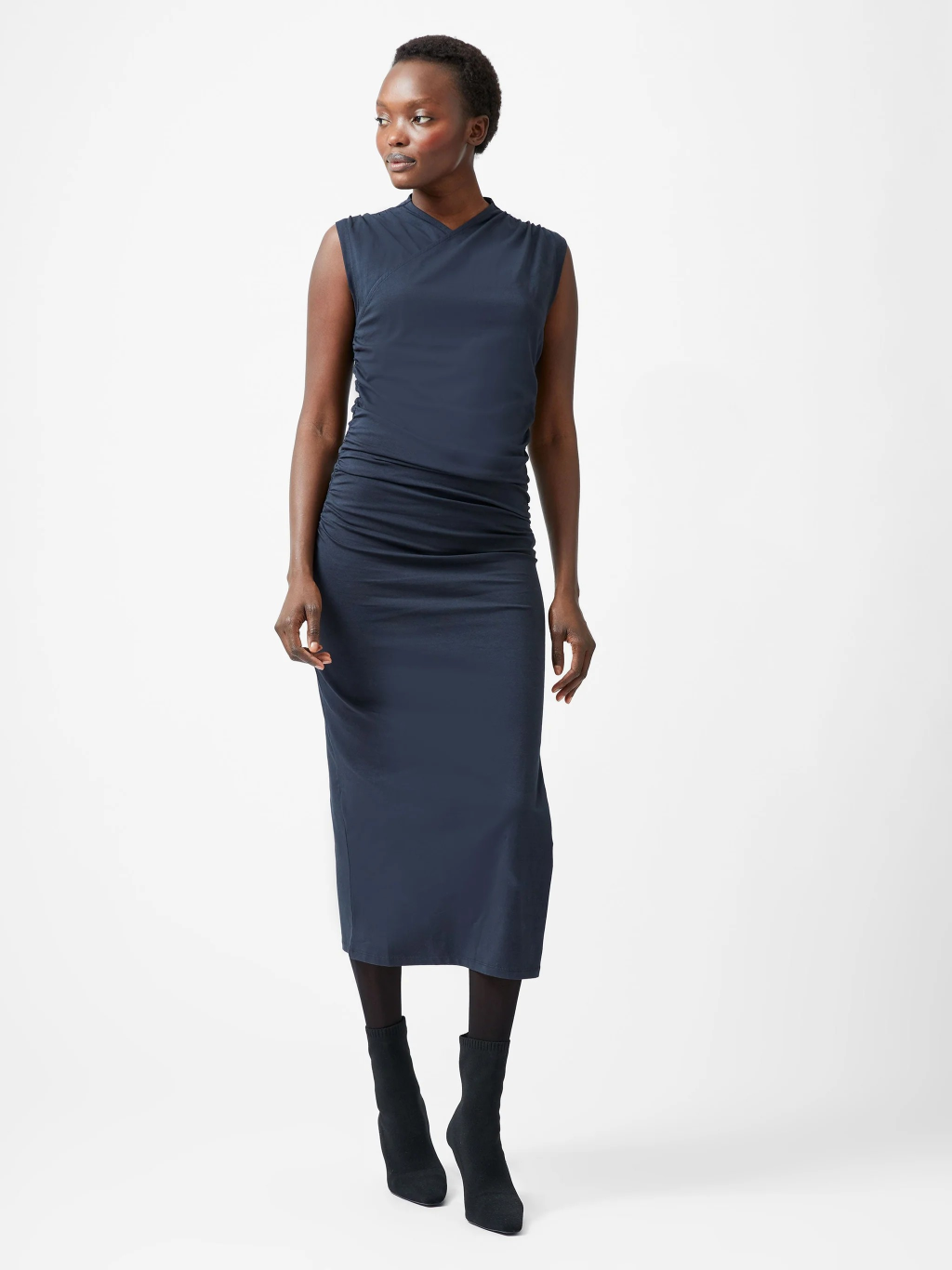 Rallie Cross Over Neck Midi Dress - French Connection