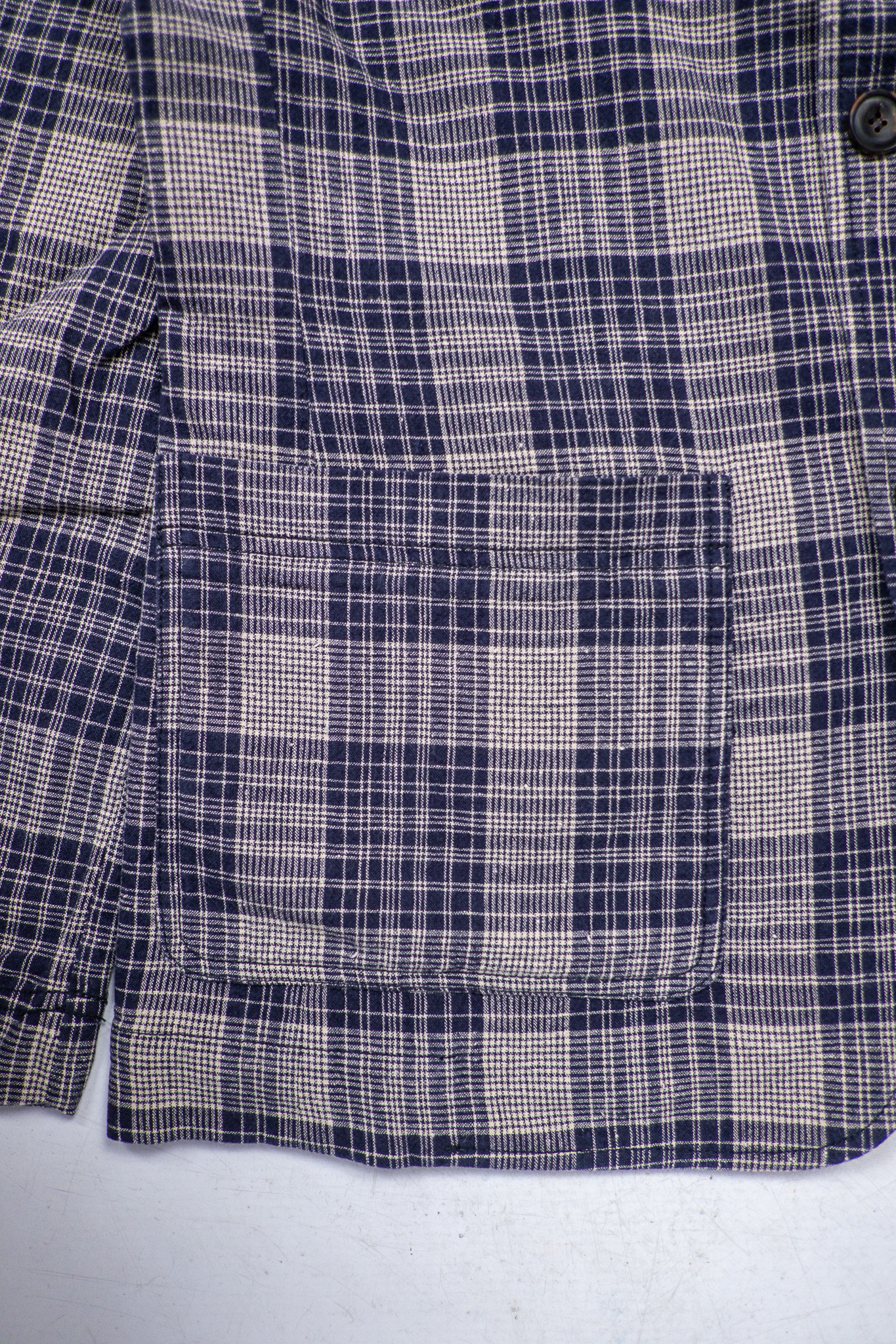 Hansen Garments - Charlie Blazer Navy Ecru Check Cotton/Linen - 4