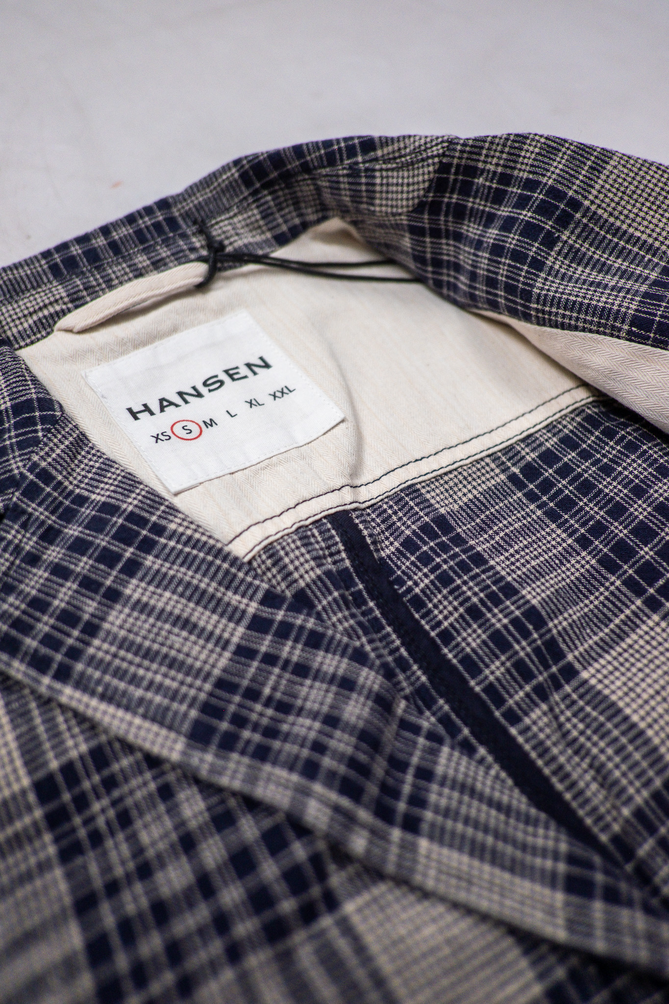 Hansen Garments - Charlie Blazer Navy Ecru Check Cotton/Linen - 8