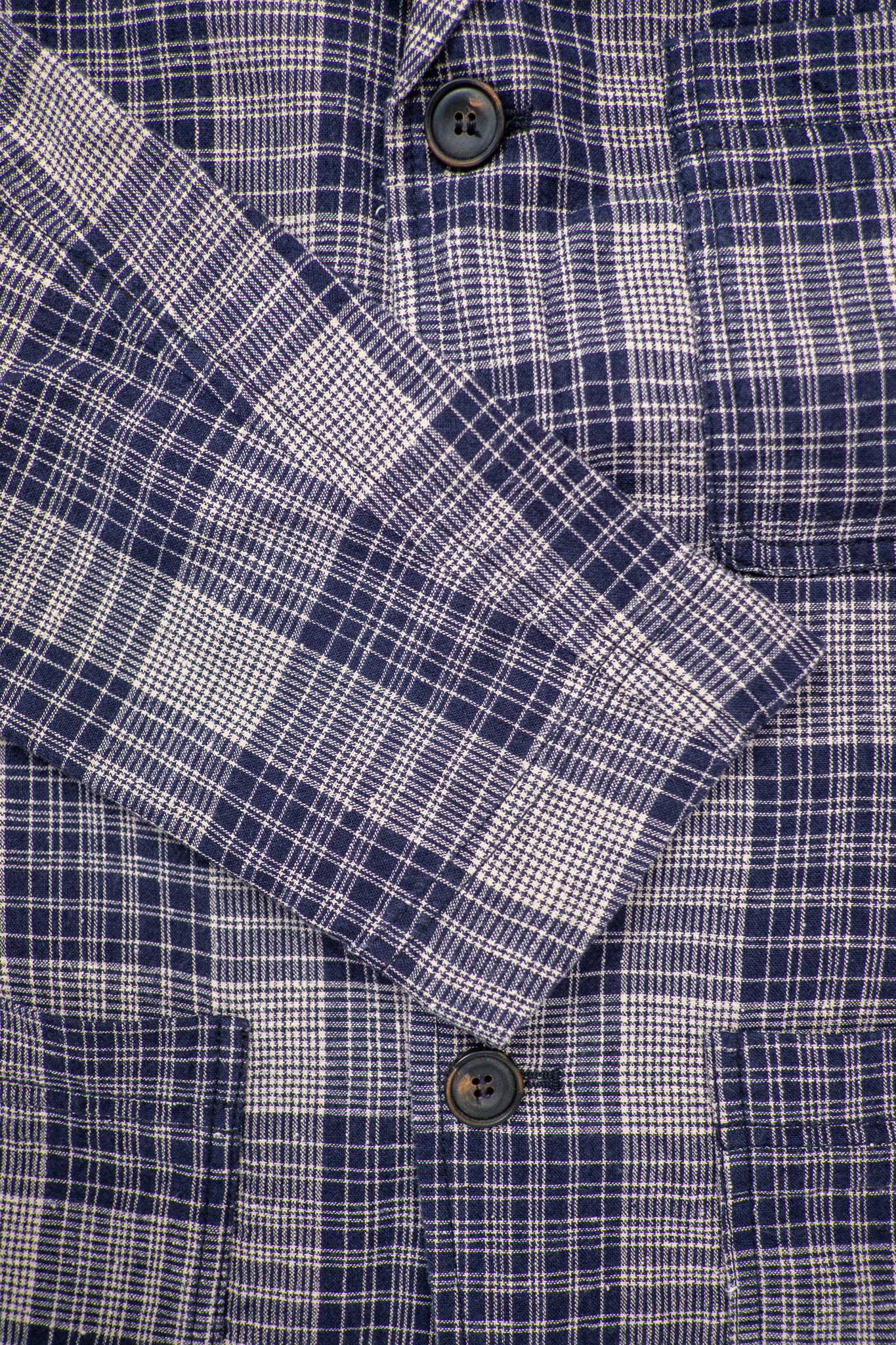 Hansen Garments - Charlie Blazer Navy Ecru Check Cotton/Linen - 5