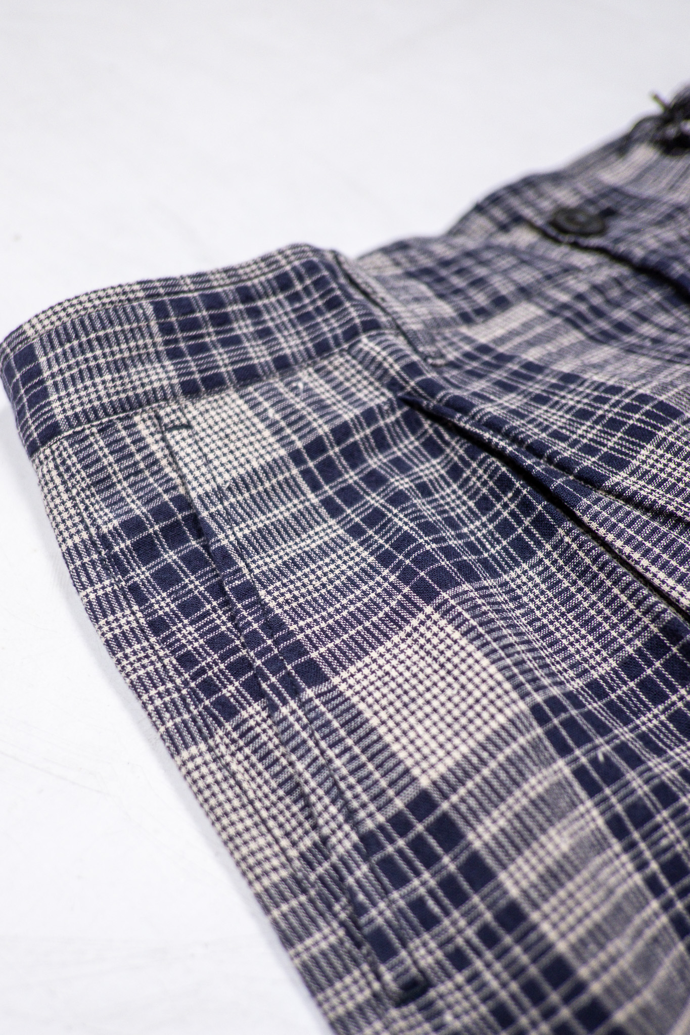 Hansen Garments - Sune Pleated Trousers Navy Ecru Check Cotton/Linen - 5