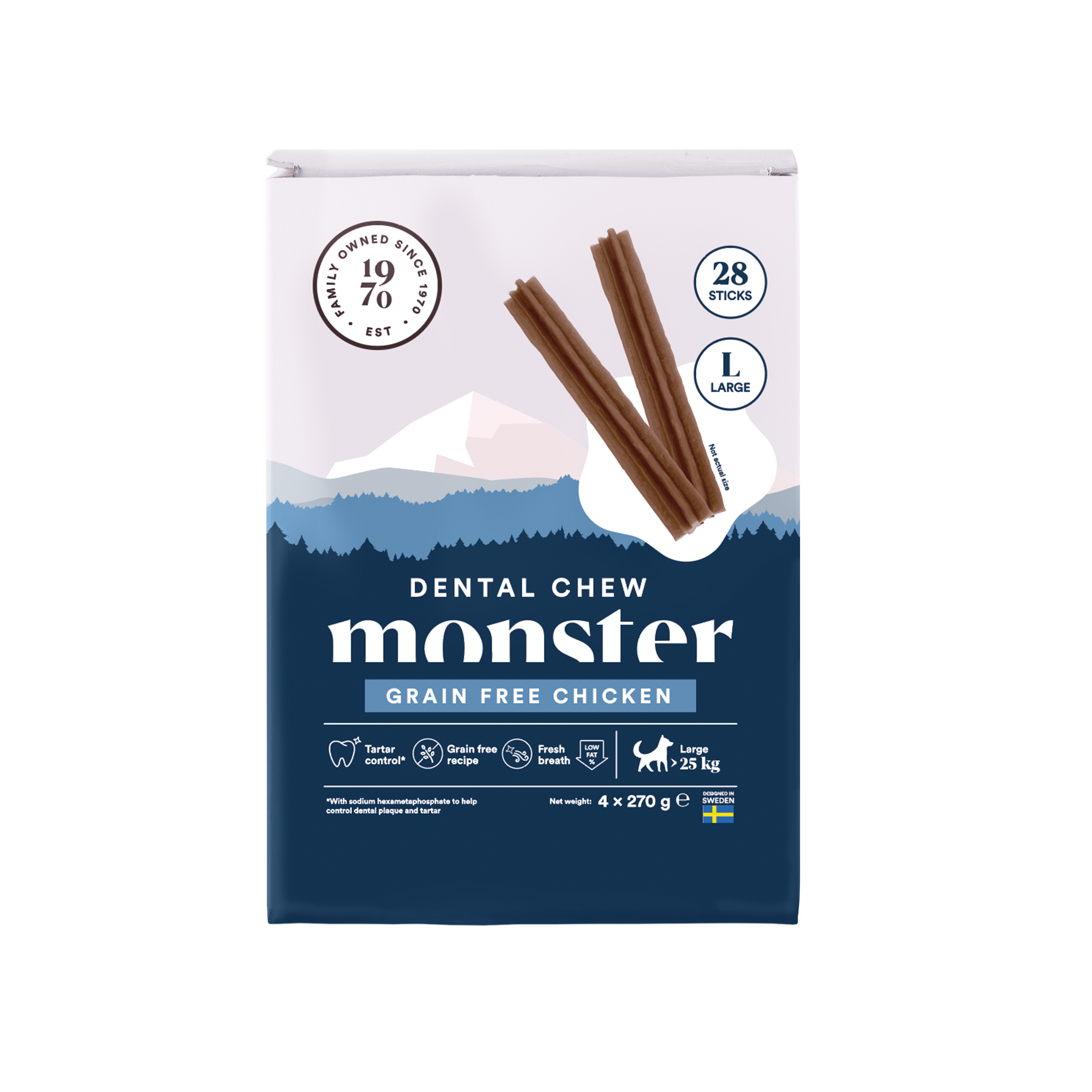 Monster Dental Chew  Grain Free Chicken Month Pack - 3