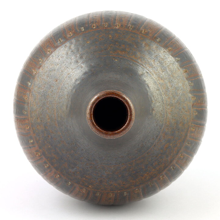 Arthur Andersson (1950s) Unique Brown Vase with Relief Decor 23 cm