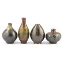Arthur Andersson (1950s) Four Unique Brown Vases with Relief Decor 5–9 cm