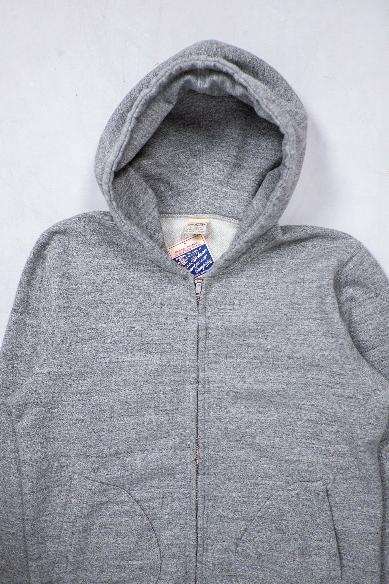 Buzz Rickson’s -  Loopwheeler Sweat Full Zip Parka Heather Grey - 3