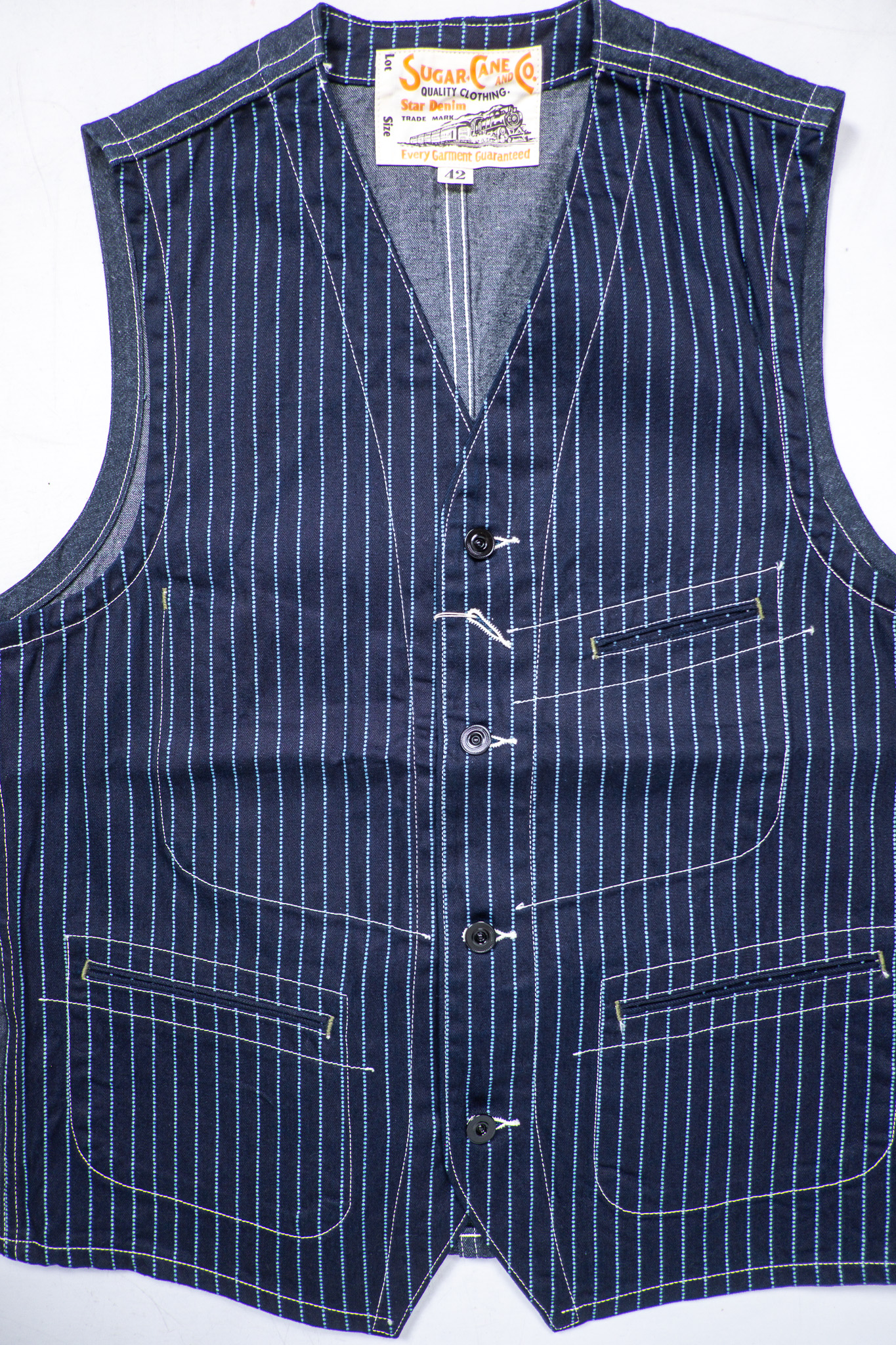 Sugar Cane - 9oz. Wabash Stripe Work West Indigo - Göteborg Manufaktur