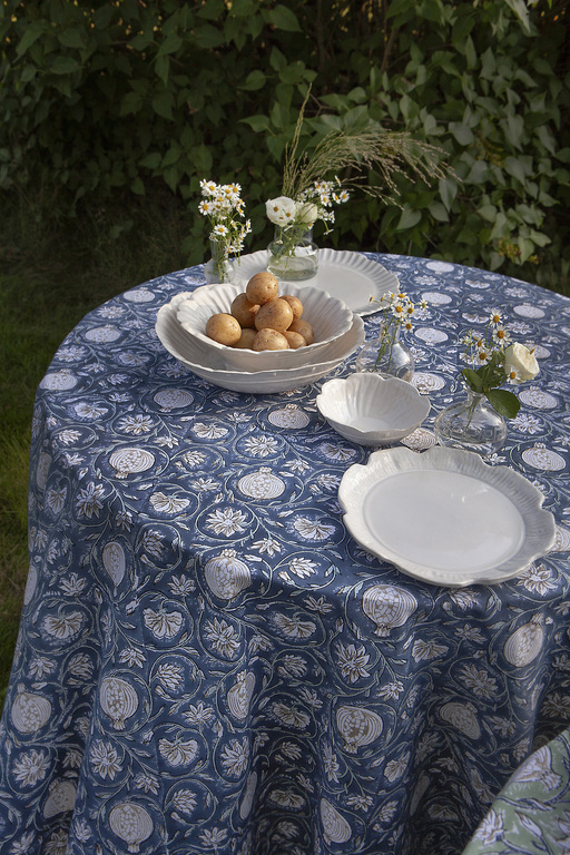 Chamois Rund Duk Tangier Pomegranate Blue - 4