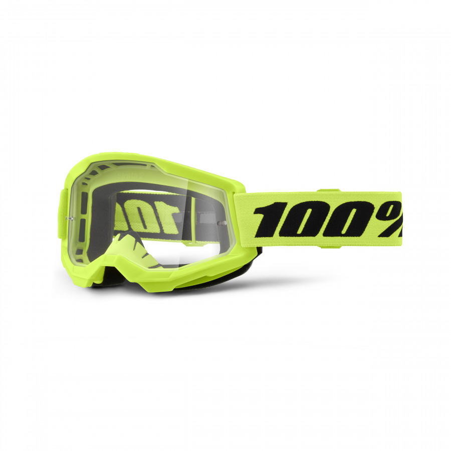 100%, STRATA 2 JUNIOR Glasögon Neon Yellow - Clear Lens, BARN