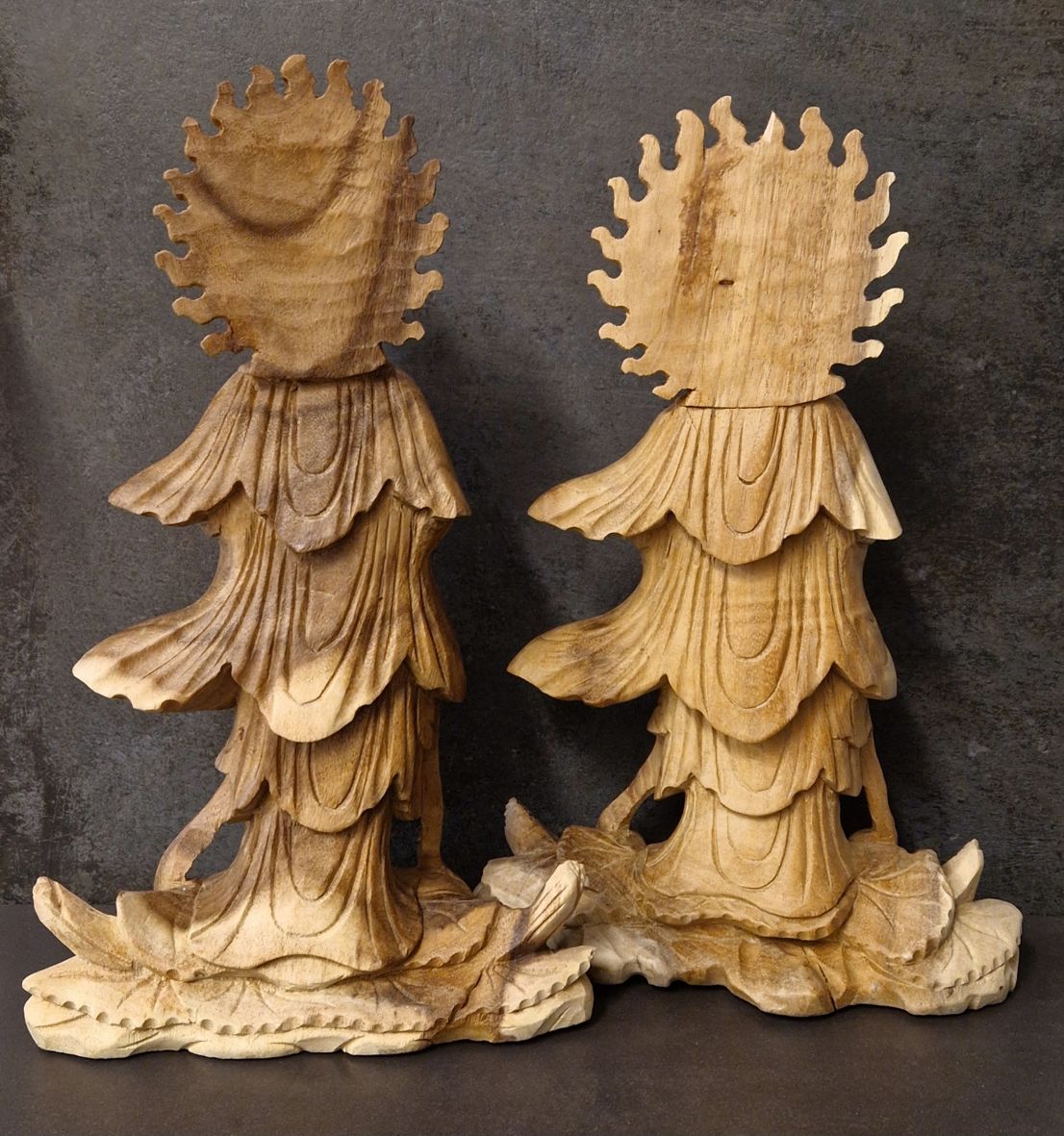 Kuan Yin Staty handsnidad i trä - ca. 40cm  - 2