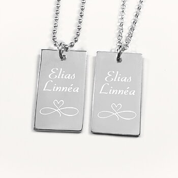 Parsmykke Dogtag Infinity, halskjede med gravering - Sølv