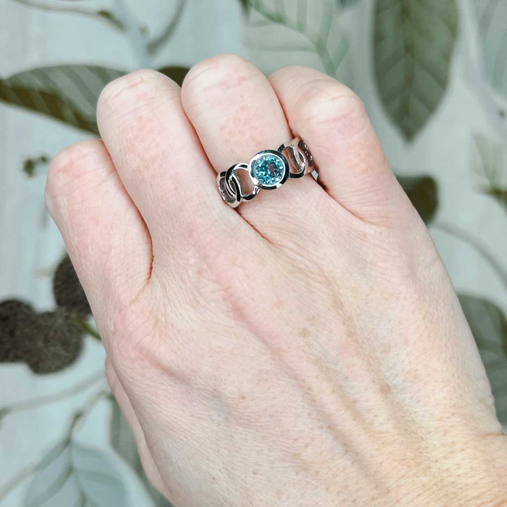 Hvidguldsring 18k med topas, Vintage - 6