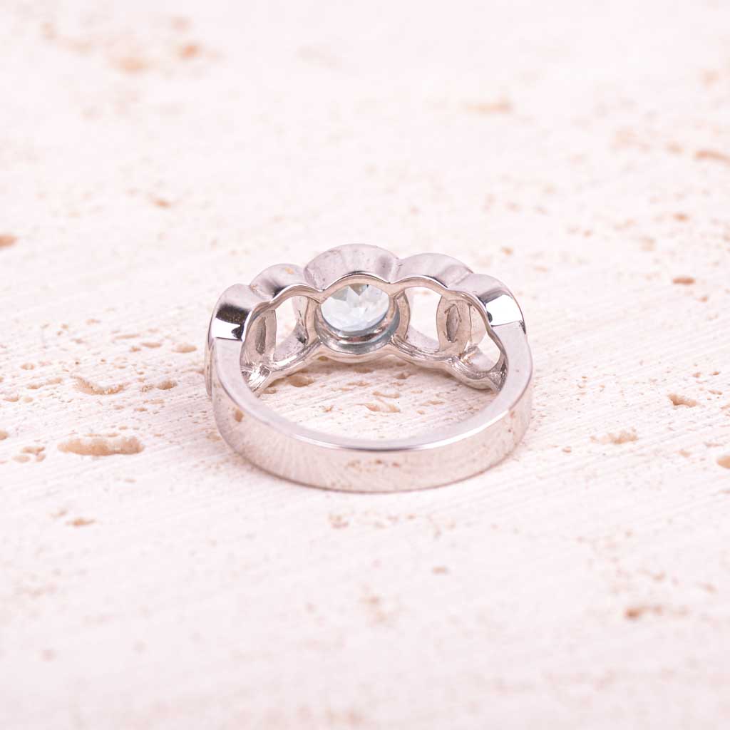 Hvidguldsring 18k med topas, Vintage - 4