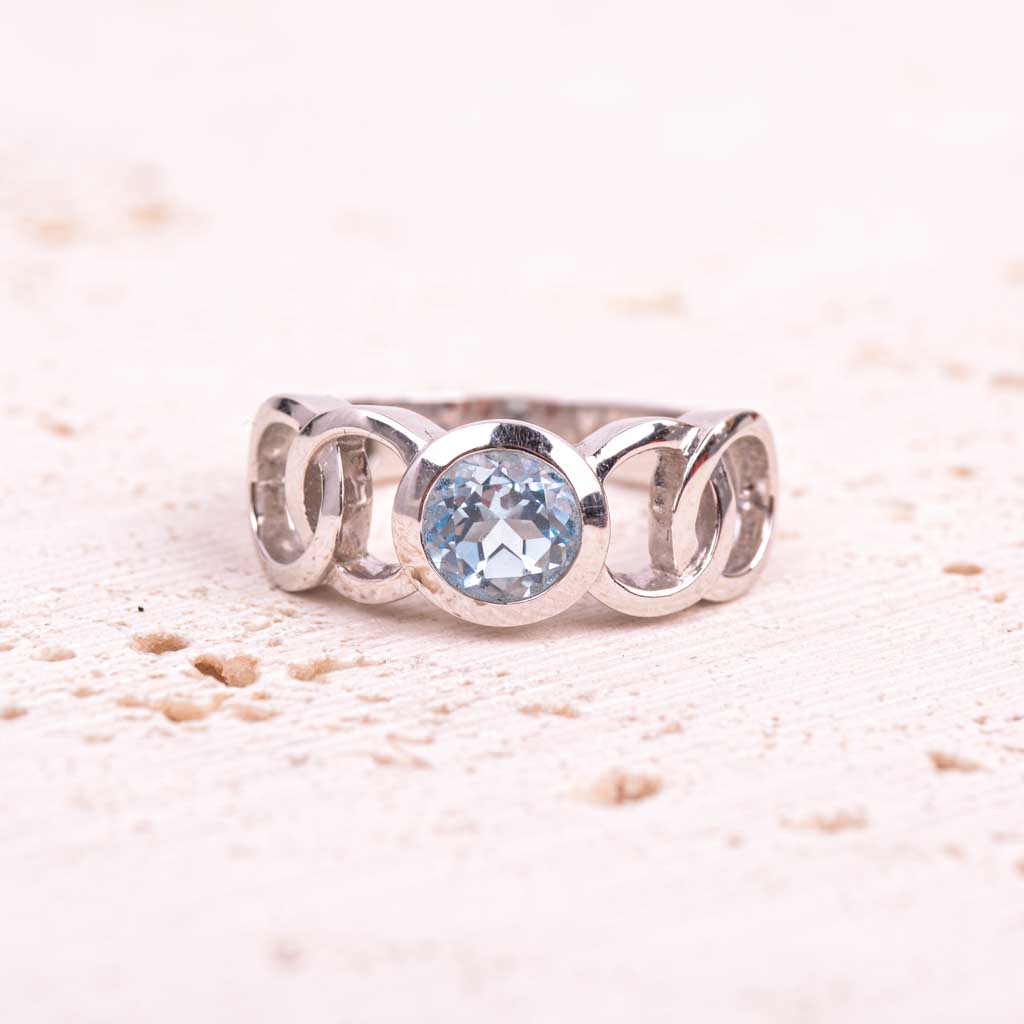 Hvidguldsring 18k med topas, Vintage - 3