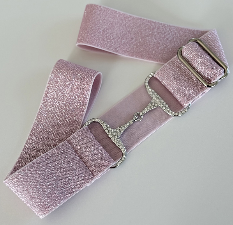 RHINESTONE BELT SPARKLY HORSEBIT LIGHT PINK, silver buckles