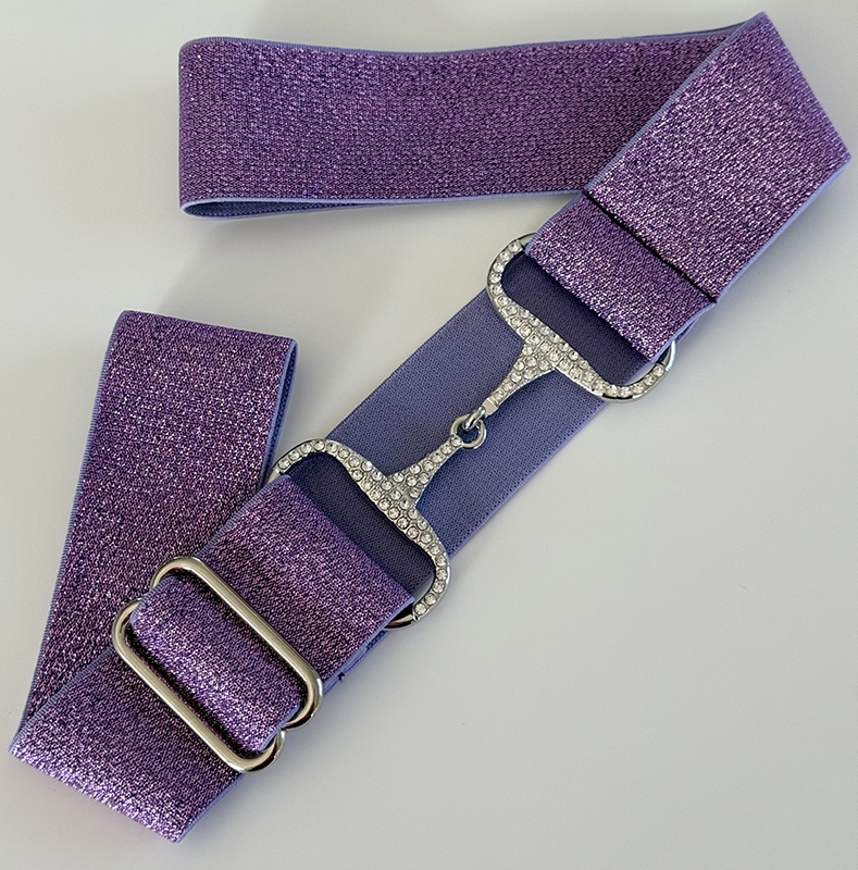 RHINESTONE BELT SPARKLY HORSEBIT PURPLE, silver buckles