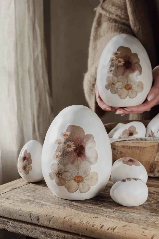 Keramikägg "floral" stående  - Majas Cottage