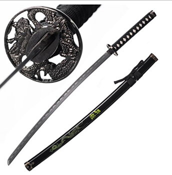 Svart med Gul  samurai Katana  Svärd