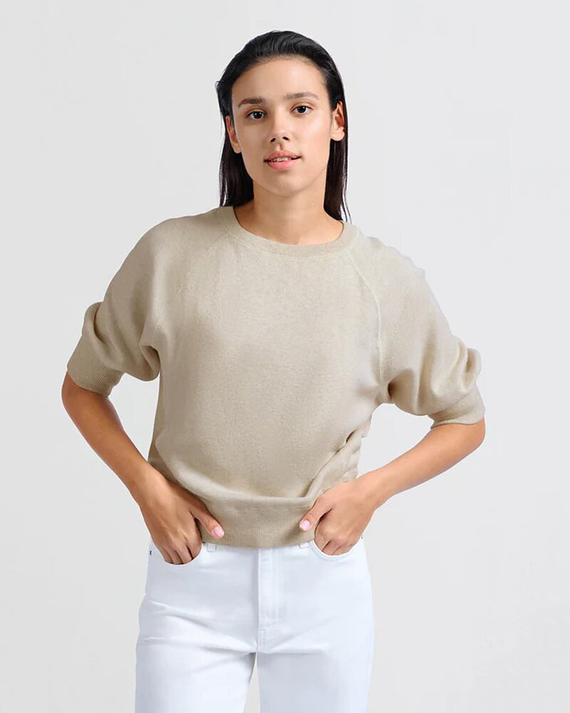 Jumper rundringad raglanärm beige