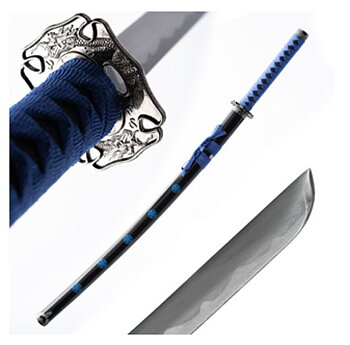 Blå Samurai Katana Svärd med text