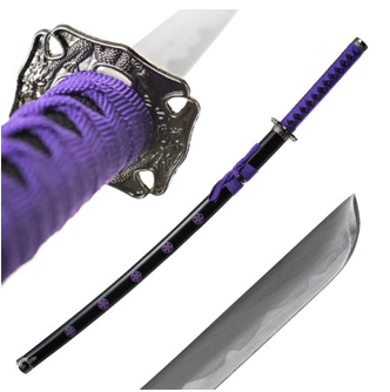 Lila  Samurai Katana Svärd med text