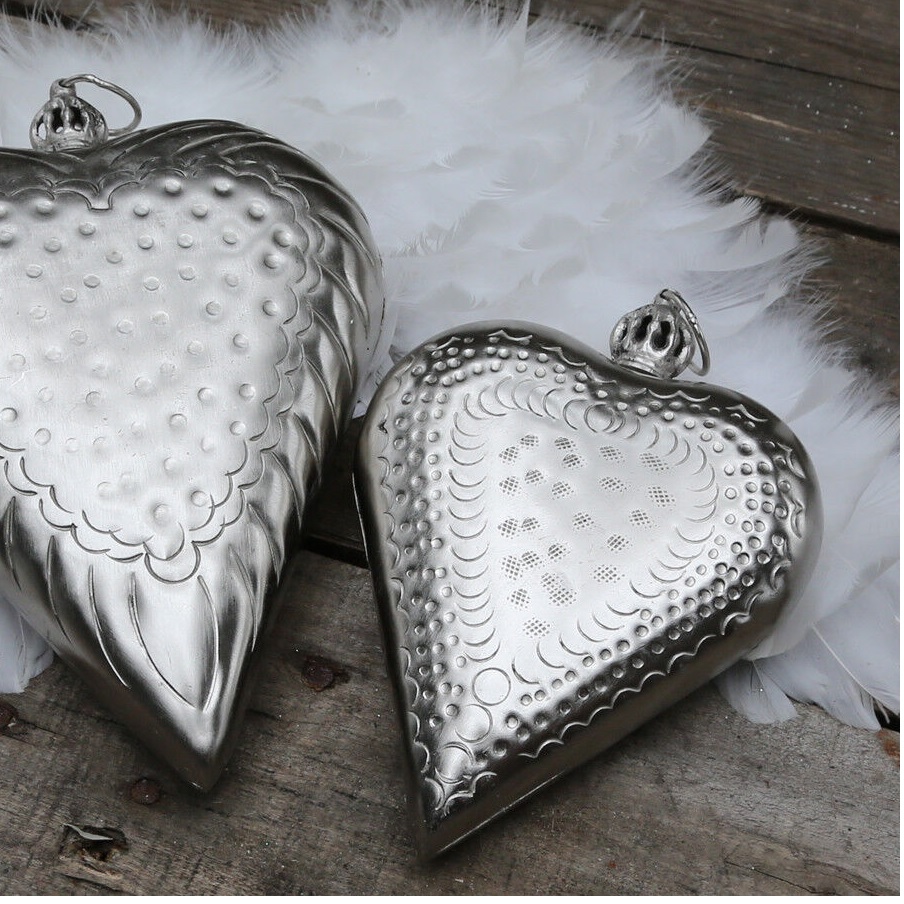 Heart silver plate chic antique shabby chic country style French country style