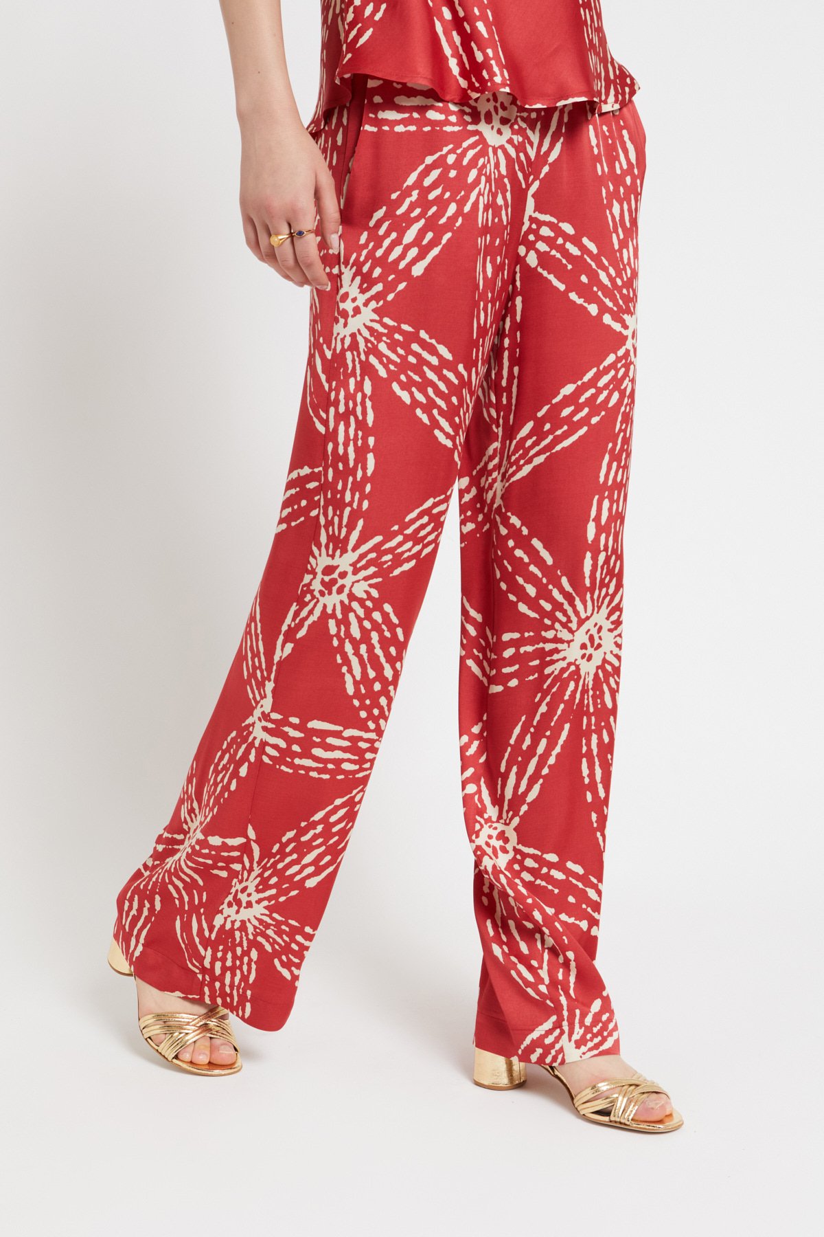 OttodÁme - Viscose Satin Palazzo Trousers Lampone - 3