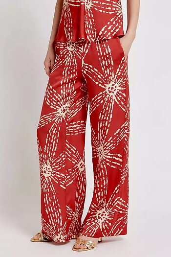 OttodÁme - Viscose Satin Palazzo Trousers Lampone