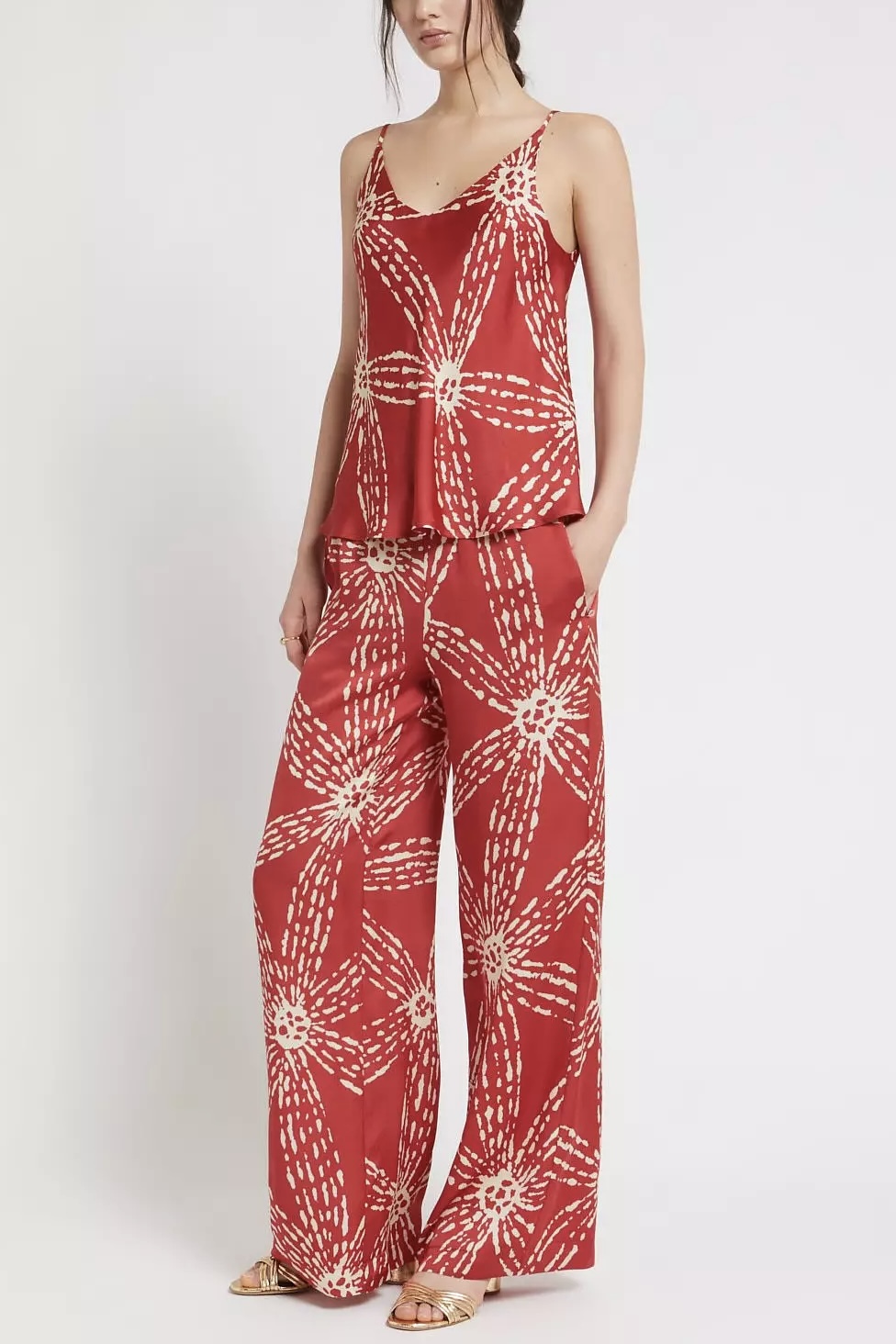 OttodÁme - Viscose Satin Palazzo Trousers Lampone - 4
