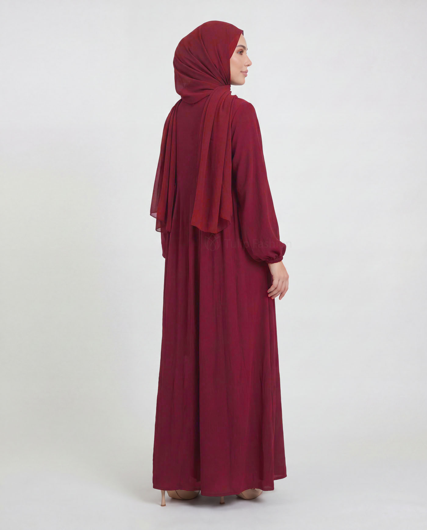 Jinan  Abaya - Maroon - 3