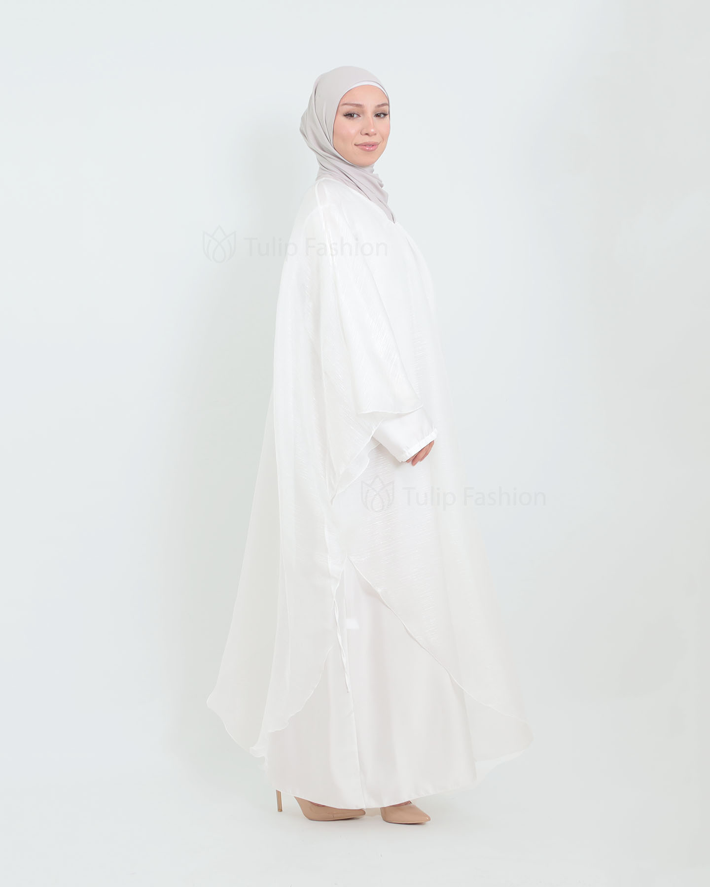 Butterfly  Abaya - White - 2