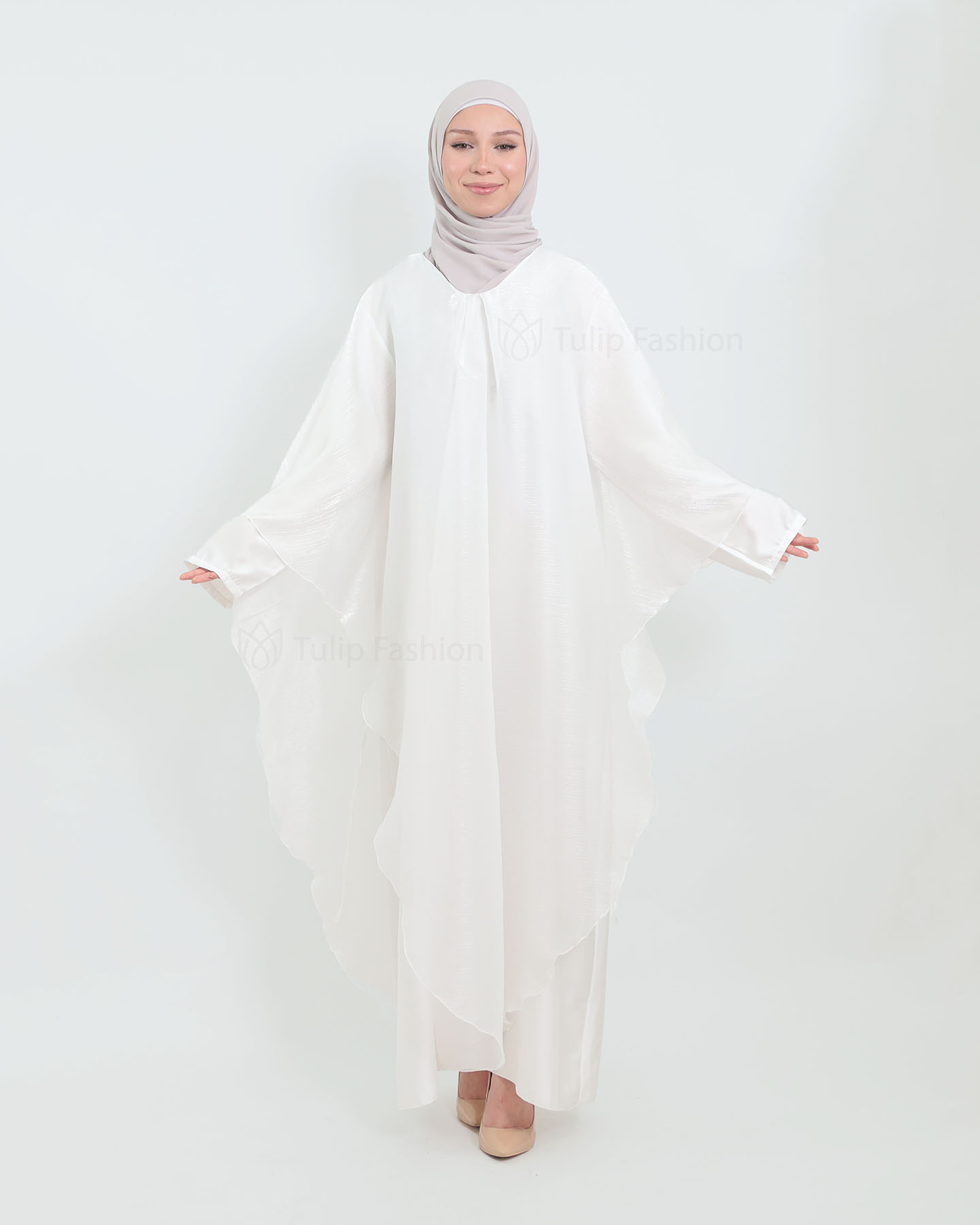 Butterfly  Abaya - White