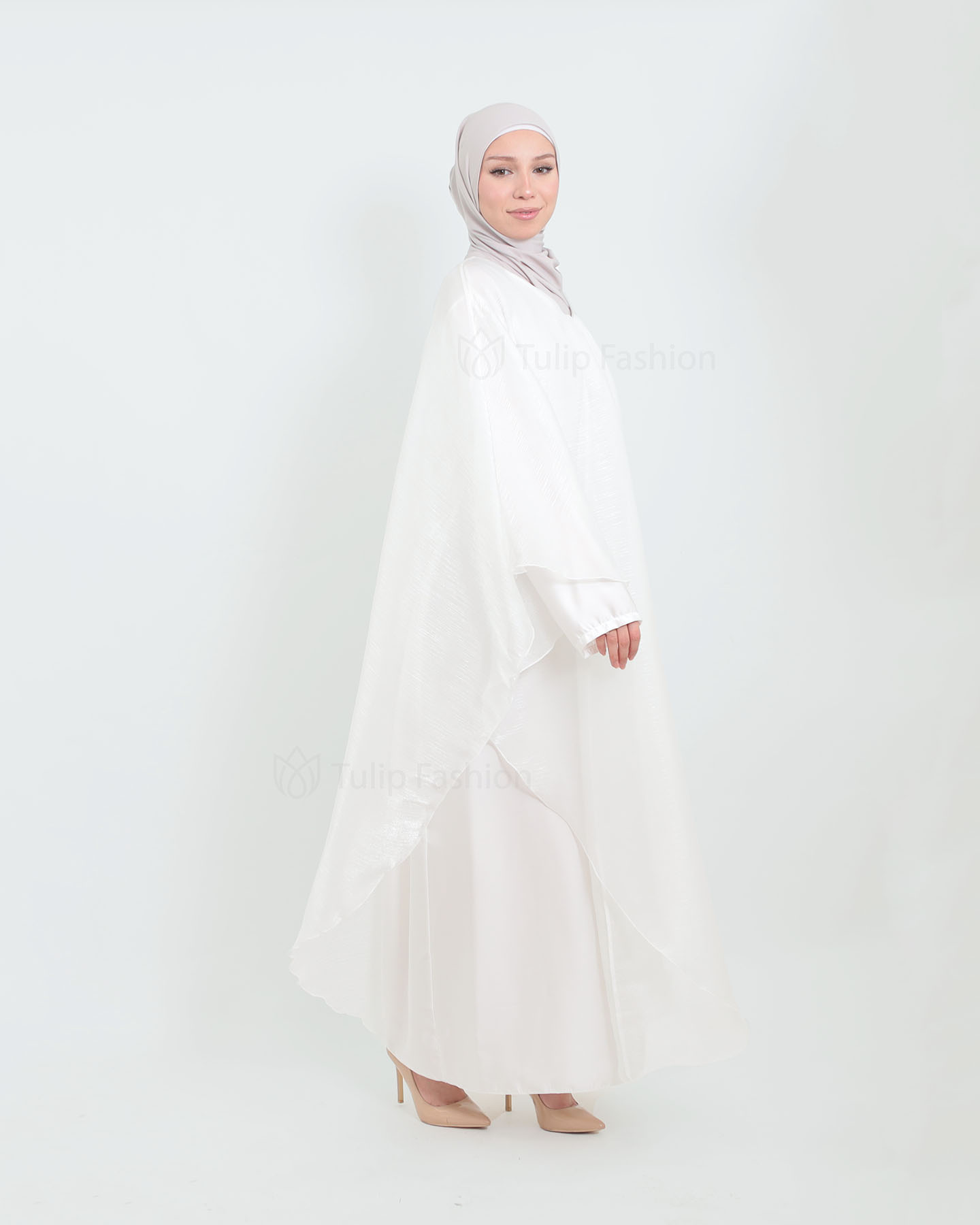 Butterfly  Abaya - White - 3