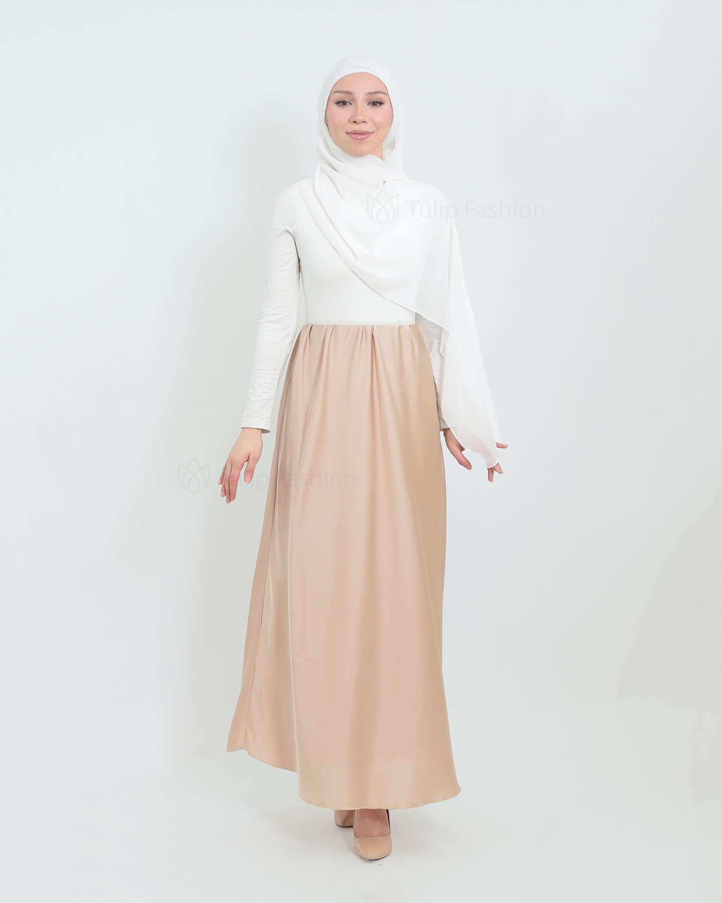 Kjol i Satin - Beige
