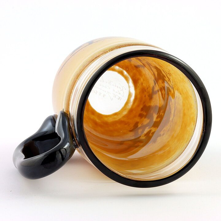 Kjell Engman (Safari 1994) Yellow/Brown Art Glass Tankard 15 cm <with Box>