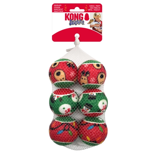 KONG Hundleksak Holiday SqueakAir Bollar Small 6-Pack - 2